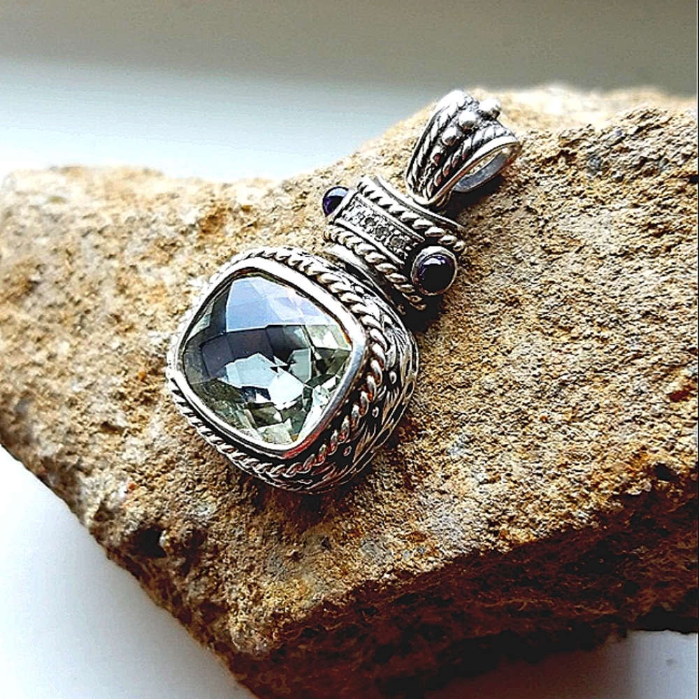 DIAMOND, AMETHYST & CITRINE DROP